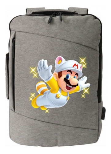 Morral Espalda Mario Bros Flight Maleta Portafolio Gris