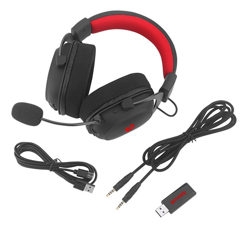 Auriculares gamer Redragon Redragon Zeus X Wireless H510-WL negro con luz rgb LED