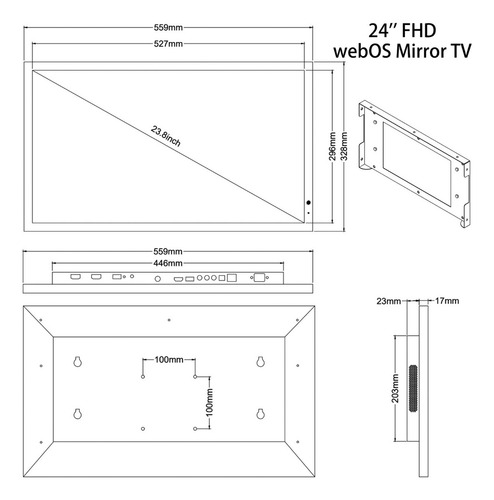 Televisor Espejo Elecsung 22 24 24 Pulgadas Webos 4k, Resist