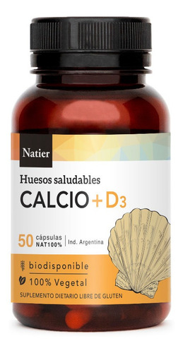Imagen 1 de 1 de Calcio + Vitamina D3 Natier X 50 Cápsulas - Energypharma Sabor Sin Sabor