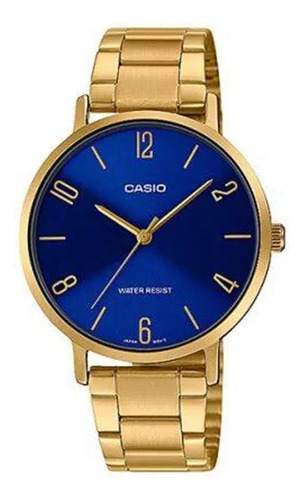 Reloj Casio Mujer - Dorado Y Fondo Azul Ltp-vt01g-2b