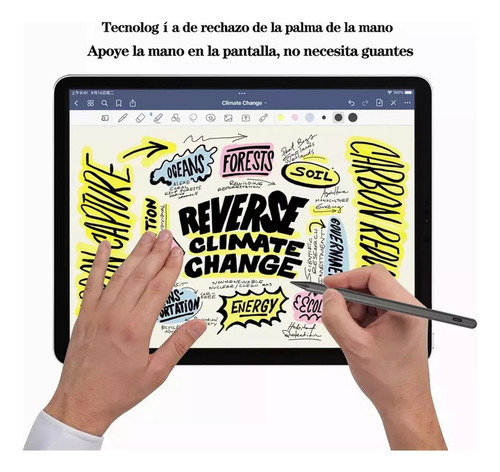 Lápiz Óptico Compatible con iPad y Tableta Capacitivo Magnética Stylus Pluma Carga Rápida Usb 3 Plumillas de Recambio-gitifo Color negro