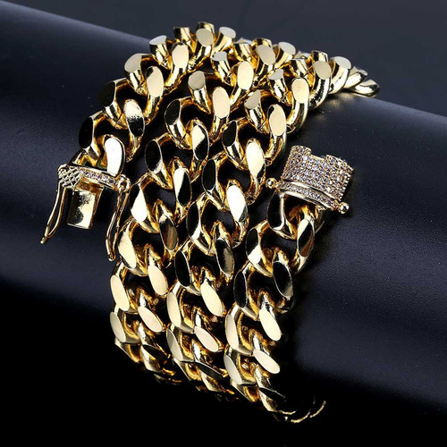 Collar De Cadena De Eslabones Cubanos De Miami Para Hombre C