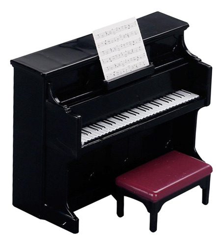 Juego De Piano Y Taburete Para Casa De Muñecas, Para Negro