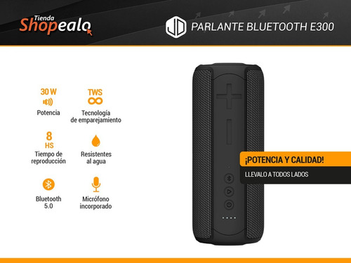 Imagen 2 de 8 de Parlante Inalámbrico Portátil Bluetooth Jd E300 30w Rms Tws