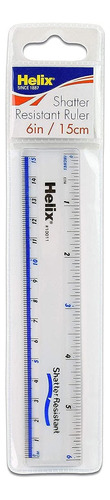 Regla Transparente Helix 15 Cm De 6 Pulgadas Verde Azulado
