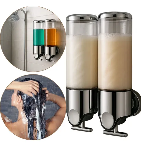 Dispenser Duplo Parede Shampoo Cond. Sabonete Banheiro Pump