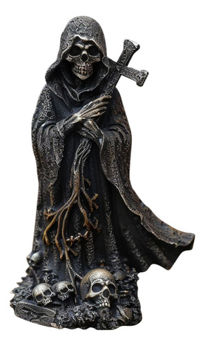 Estatua De X Grim Que Sostiene La Estatua De Santa Muerte, F