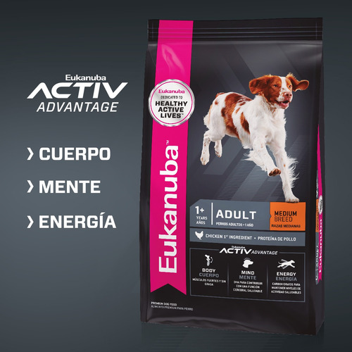 Imagen 2 de 7 de Alimento Eukanuba Perro Adulto Raza Mediana Mix Bolsa 3kg