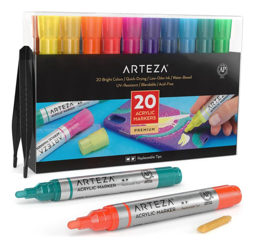 Set 20 Marcadores Acrilicos Colores Brillantes Arteza