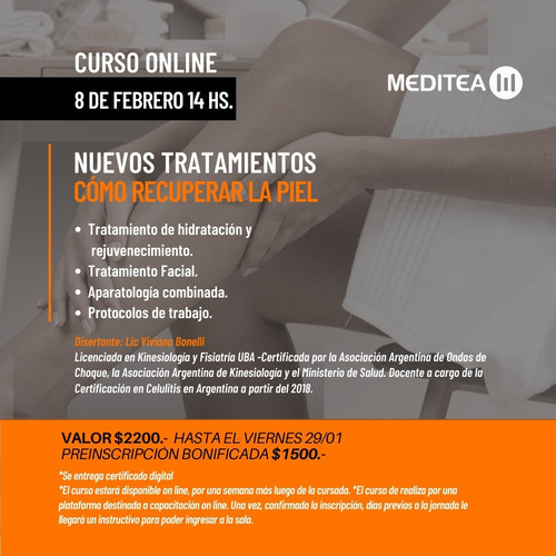 Curso Online Recuperar La Piel 8/2 14hs. $1500 Hasta El 29/1