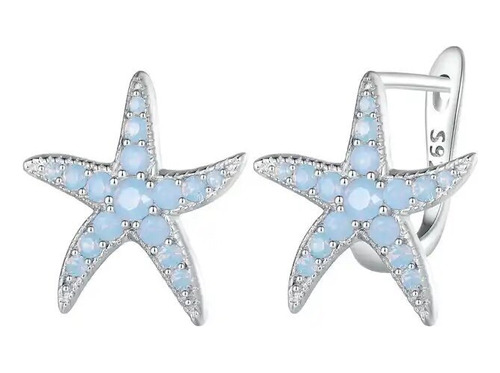 Aretes Elegantes En Plata Diseño Estrella De Mar Para Mujer 