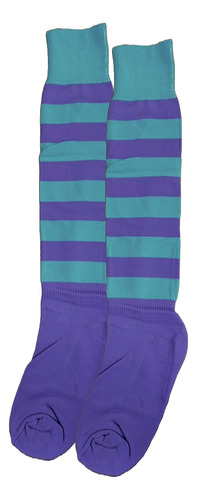 12 Pares Medias Futbol Talle Niños (numerac.29/34) Docena Violeta/ Turquesa