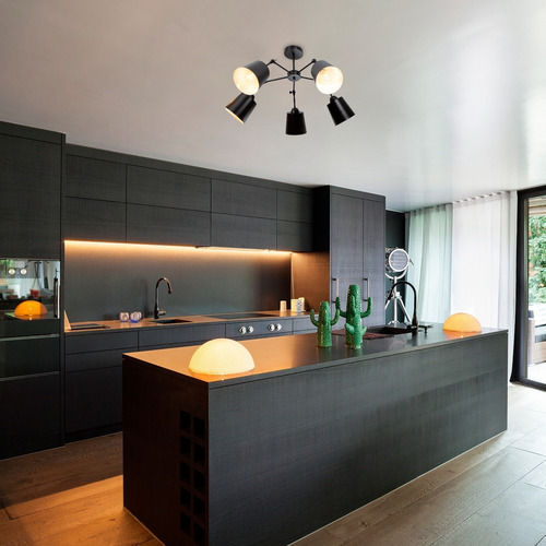 Lámpara De Techo Negro Mate Dark Decor E27 40w 5 Luces