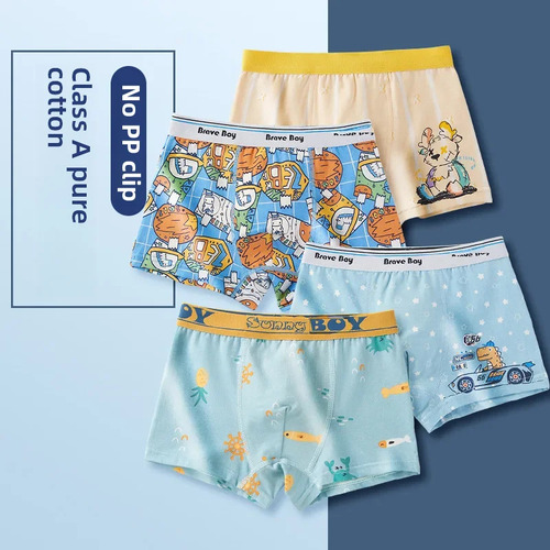Calzoncillos Bóxer De Algodón Puro Para Niños, Paquete De 4