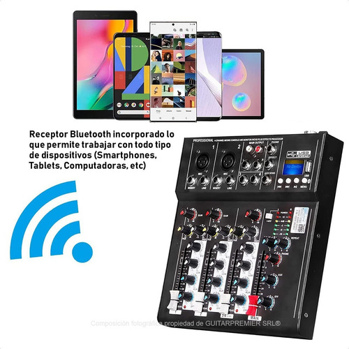 Imagen 4 de 7 de Consola Mixer Usb Bluetooth Portatil Interfase Grabacion 5ch
