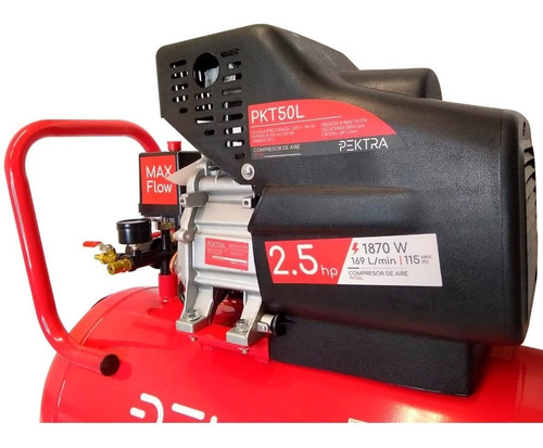 Imagen 4 de 10 de Compresor De Aire 50 Litros + Kit Pektra 2.5 Hp Inflador