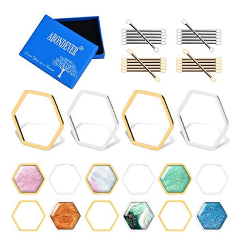 70pcs Brass Charms For Jewelry Making Hexagon Hollow Fr...