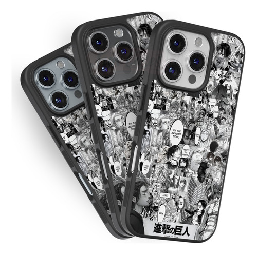 Funda Attack On Titan Eren Mikasa Levi Ackerman Armin Hange Negro Iphone 17