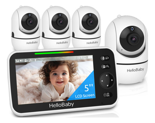 Monitor Para Bebés Hellobaby Hb6550 De 5 Pulgadas Con 4 Cáma