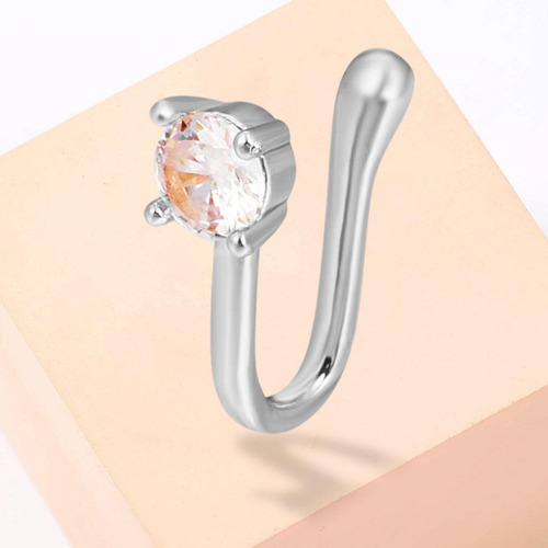 2x Anillo De Nariz No Perforado En Forma De U Crystal