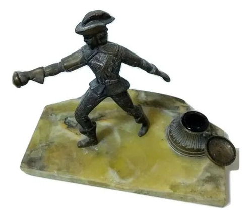 Tintero Bronce Mosquetero  Base Marmol