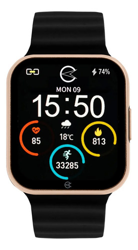 Relógio Smartwatch Cmahpion Mod Ch50033u Com Duas Pulseiras Caixa Preto Pulseira Preto Bisel Dourado Desenho Da Pulseira Mesh