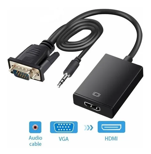 Adaptador Vga A Hdmi + Audio, Convertidor Para Pc Y Portátil