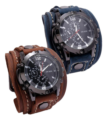 2 Piezas Reloj Ancho Pu Correa De Cuero Banda Números Reloj
