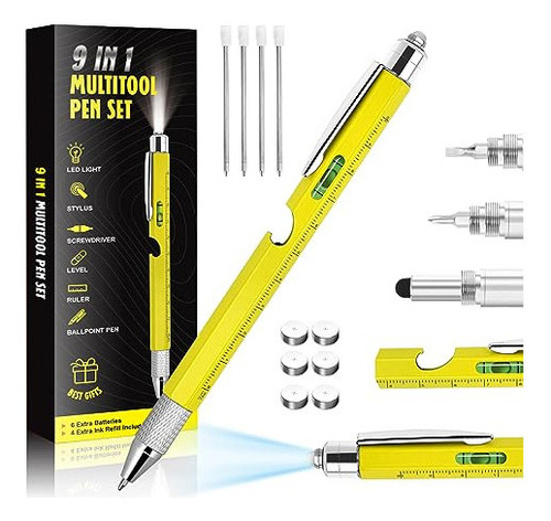 Cool Pen Regalos Para Hombres, 9 En 1 Multi Tool Tech Pen Ga