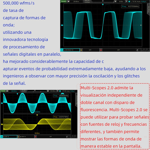 Osciloscopio Digital Uni-t De Doble Canal, 100 Mhz, Fluoresc