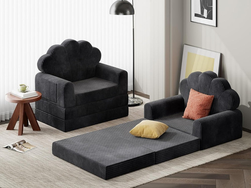 Likimio Sofá Cama Plegable Perezoso Negro Rayado