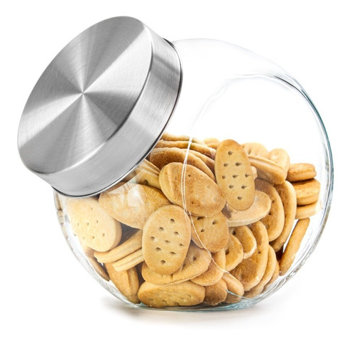 Frasco Vidrio Tapa Acero 2 Posicione Galletitas Fideos 16cm