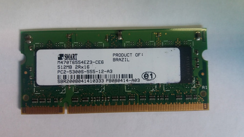 Memória 512mb 2rx16 Pc2-5300s-555-12-a3 Smart