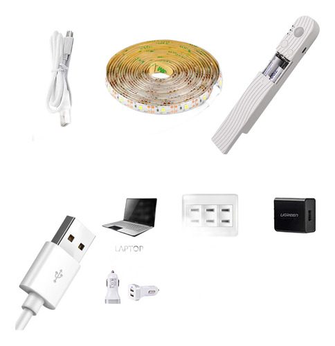 Juego De Tiras De Luz Led Con Sensor De Movimiento 3mts