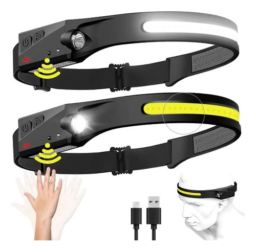 Linterna Minera Led De Cabeza +led Cob Roja Muy Util Pesca