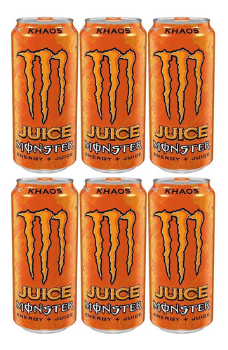 Energetico Monster Energy Laranja Khaos 473ml Caixa Com 6