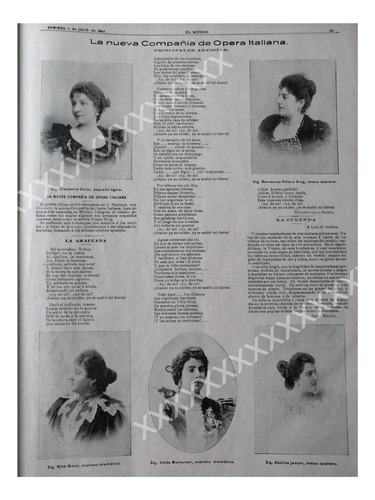 Cartel Antiguo 1897 Cia. Opera Italiana En Mexico, Teatro