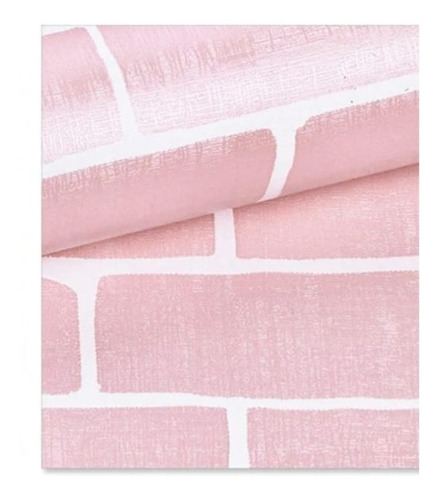 Imagen 3 de 4 de Rollo De Papel Tapiz Ladrillos Rosas Para Decorar Cuarto 10m