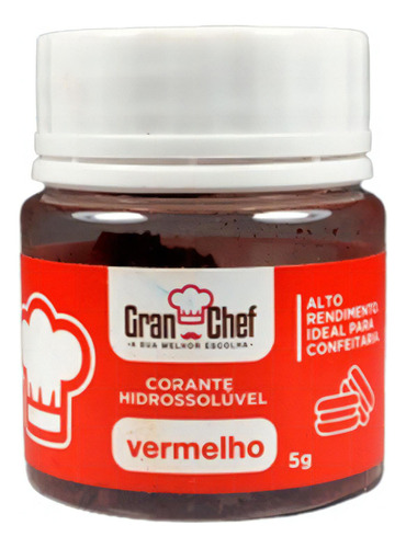 Corante Pó Hidrossóluvel P/ Confeitaria Gran Chef Comestível Cores Vermelho