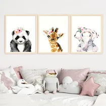 Comprar Set X3 Cuadros Infantil Nórdicos Animalitos 35x50 Completos