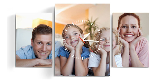 Reloj De Pared Cuadro Tríptico Diseño Personalizado Foto
