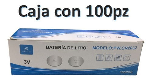 100 Pz Caja Pila Plana Batería Botón 3v Cr2032 T3293