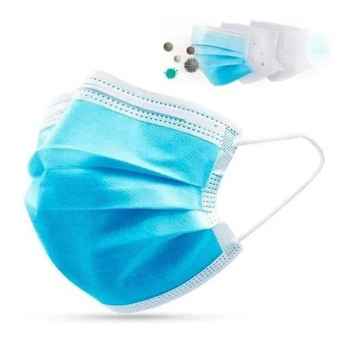 Barbijos Tricap Anmat Mascarilla Descartable Clip Nasal X 50 Color Azul