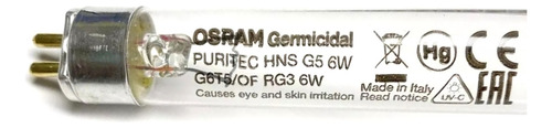 Tubo Desinfeccion Esterlizacion Uv 6w 22.6 Cms G6t5/of Osram