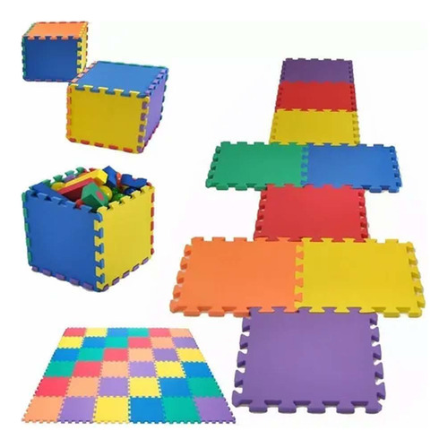 Kit 10 Peças Tapete Tatame Colorido Criança 50x50 10mm-jk Liso