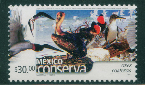 Mexico 2005 Timbre $30 Aves Costeras Mint Nh Bu Unck. Fi