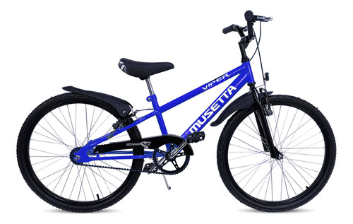 Bicicleta Infantil Nene Musetta Viper Rodado 24 Freno V-brakes Color Azul Con Pie De Apoyo