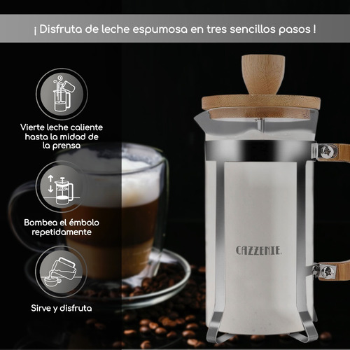 Prensa Francesa Cazzenie De Madera Para Cafe 600 Ml 1 Taza Color Madera / Metálico