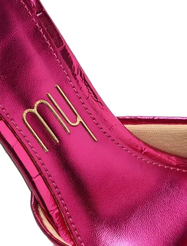 Sandália My Shoes Croco Metalizado Pink | Parcelamento sem juros
